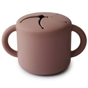 Mushie Silicone Snack Cup, Cloudy Mauve - Spill-Proof, BPA-Free Food Container for Toddler