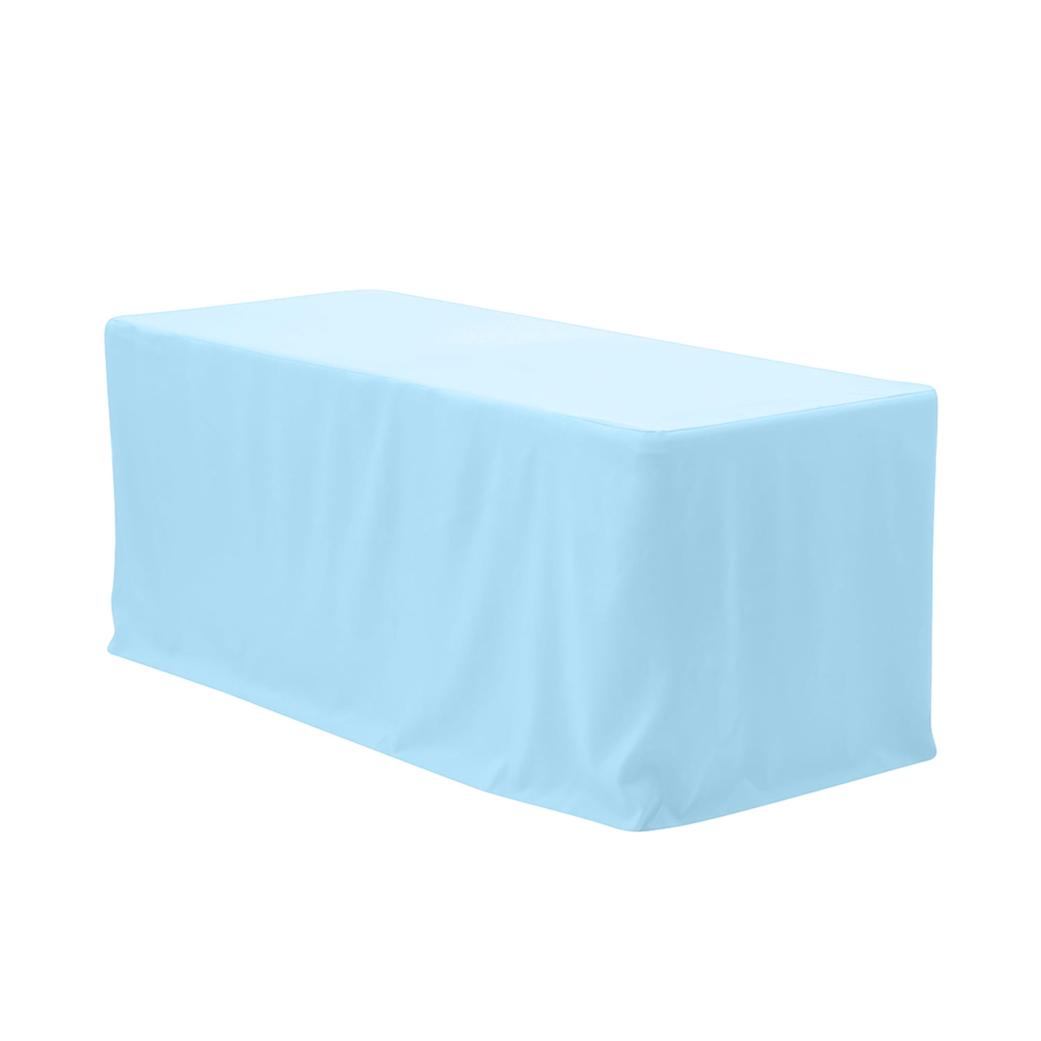 6 ft Fitted Polyester Tablecloth Rectangular Light Blue