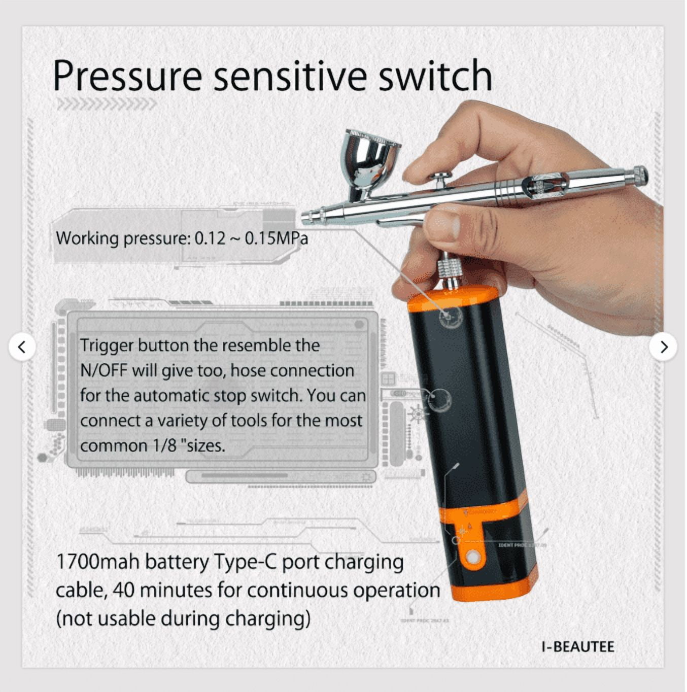 Multi-Purpose Portable Dual-Action Airbrush with Replaceable Battery - Cordless Compressor Kit for Art Painting, Cake Topping
