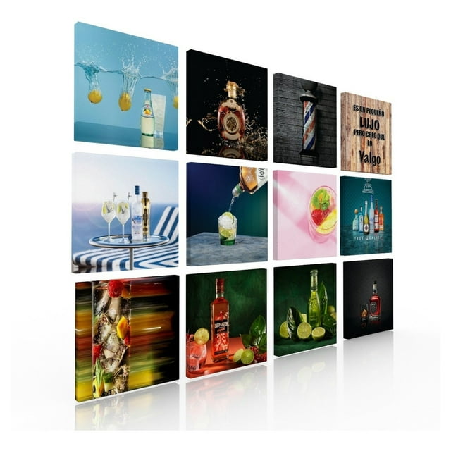Set de 12 Cuadros Decorativos Ideas Creativas para Bar Bebidas