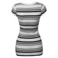 thumbnail image 2 of FashionOutfit Women's Wide V-neck Stripe Short Sleeve Tee Shorts, 2 of 3