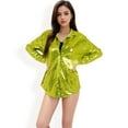 thumbnail image 2 of Women's Sequin Button-Down Shirt Dress with Long Sleeves - X Large, Green, 2 of 7