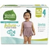 Seventh Generation Baby Diapers, Size 4, 152 Count, One Month Supply, for Sensitive Skin