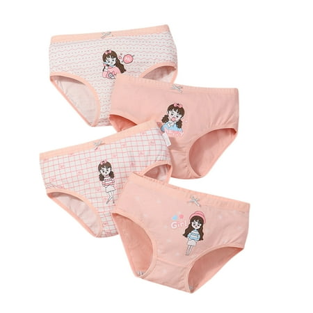 LIhncine Girls  Cotton Brief Multipacks Breathable Underwear Toddler Undies 4 Pieces Comfortable Panty for 2-10 Years Kids