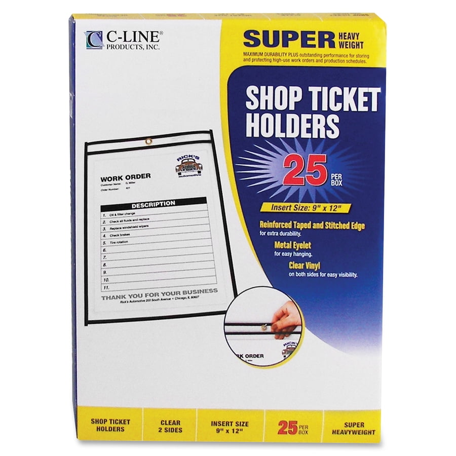 C-Line Vinyl Shop Ticket Holders 80911 8.5 x 11 Inches Both Sides Clear 50 per Box