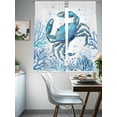 thumbnail image 4 of Blue Crab Sheer Curtains 2 Panels Set Watercolor Ocean Blue Coral Crab Fish Sheer Window Curtains Light Filtering Rod Pocket Voile Drapes for Bedroom Living Room 52"X72", 4 of 9