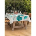 thumbnail image 2 of Outdoor Tablecloth with Umbrella Hole and Zipper, Turquoise Flowers Rectangle Table Cloth 60x84 Inch Waterproof Tablecloth, Spring Retro Watercolor Botanical Floral Picnic Table Cover for Patio, 2 of 7