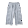 thumbnail image 6 of BUIGTTKLOP Women Cotton Linen Capri Pants Side Split Button Knee Length Long Shorts Ladies Striped Capris, 6 of 6