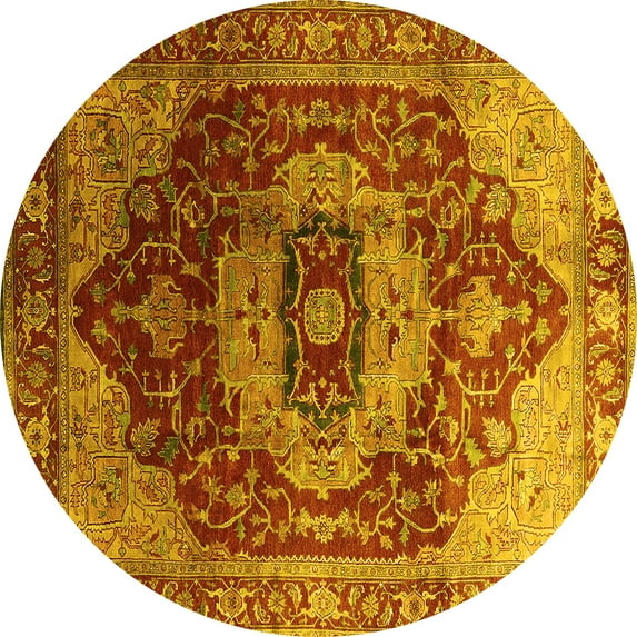 Ahgly Company Indoor Round Persian Yellow Traditional Area Rugs, 6' Round