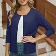 thumbnail image 5 of Posijego Women's Crewneck Cardigan Sweaters Knit Long Sleeve Cropped Cardigans Lightweight Outerwear, 5 of 9