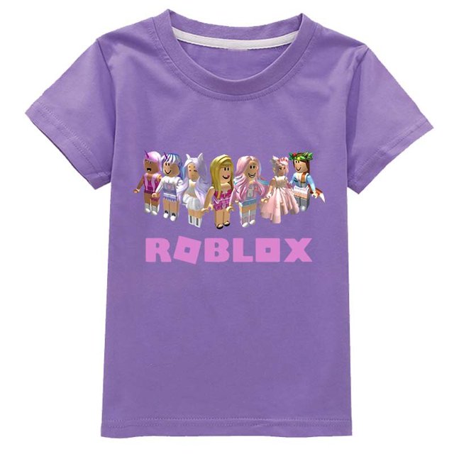 Roblox Camiseta de manga corta de algodón fino para niños y niñas, ropa de moda bidimensional, periférico de animación del juego