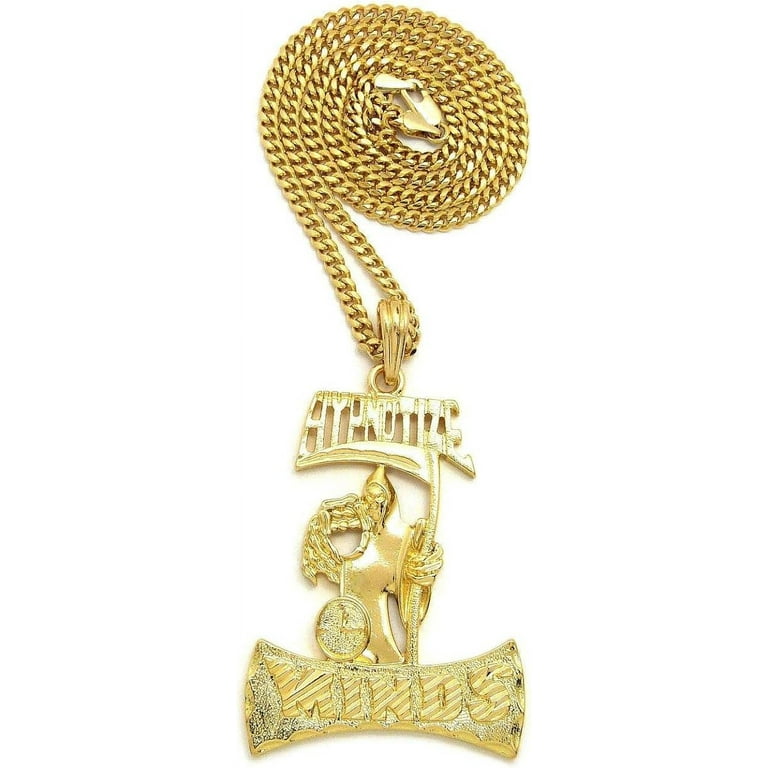 ICED HIP HOP GOLD PLATED HYPNOTIZE MINDS PENDANT & 4mm 24