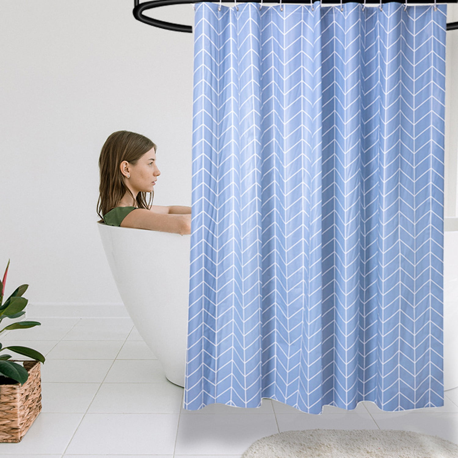71 x 71 Inch Hankyky Shower Curtain Polyester Mould and Mildew Resistant Bathroom Curtain Liner Waterproof Hotel Quality With 12 Hooks 180 x 180 cm