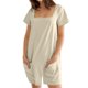 thumbnail image 2 of Sudadera de Color Sólido de las Mujeres, Manga Corta Romper de Ajuste Suelto con Bolsillos Dobles Y Detalle de Costura para el Verano Y los Viajes, Traje de Juego Casual, 2 of 7