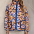 thumbnail image 4 of Ounisa Womens Floral Quilted Jackets Lightweight Cropped Button Down Padded Puffer Jacket Winter Warm Coats, 4 of 8