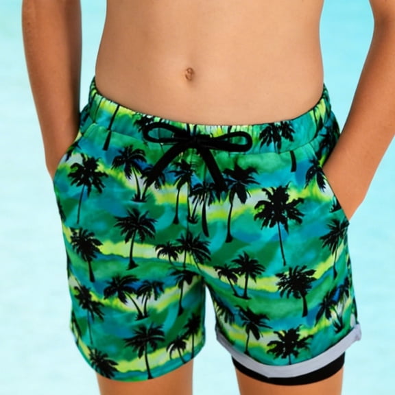 SHenli Swimming Trunks for Boys Cute Print Short Pants High Stretch Fashion Kids Boys Swim Trunks Brief Liner Compression Anti Chafe Swim Trunk for Boys