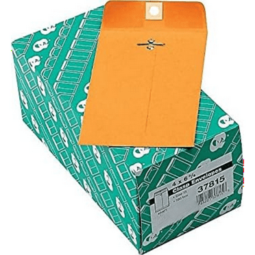 4 x 6-3/8 Clasp Envelopes, Clasp and Gummed Closures for Storing or Mailing, 28 lb Kraft, 100 per Box