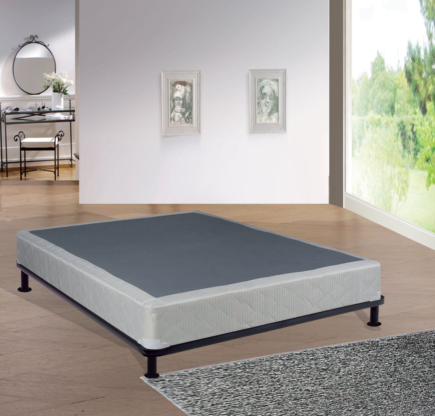 Details about   Wooden Bed Box Spring Mattress Bedroom Furniture Sleep Twin Full California King 