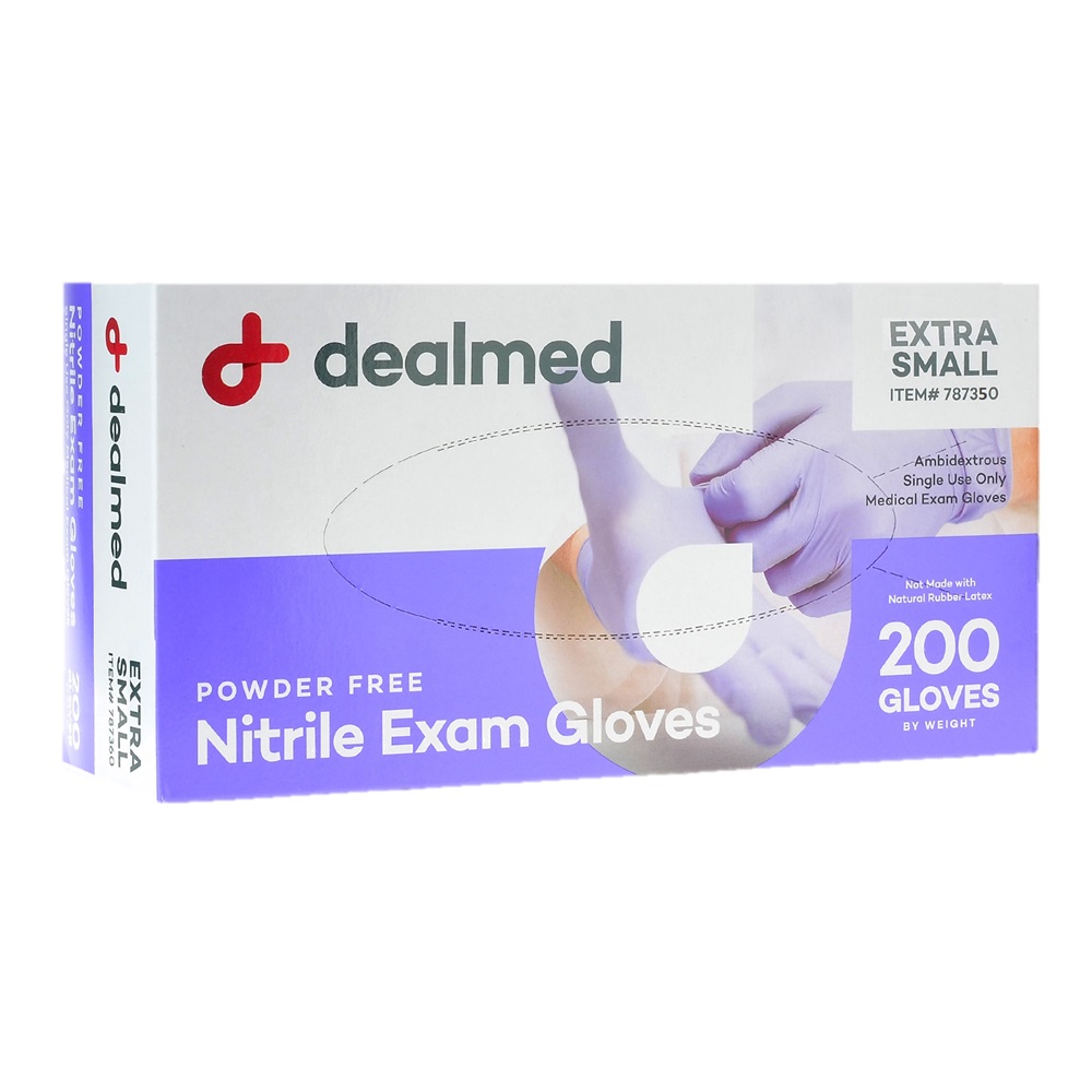 Dealmed Disposable Nitrile Exam Gloves for Hospitals, Law Enforcement, First Aid, X-Small (2000/Case)