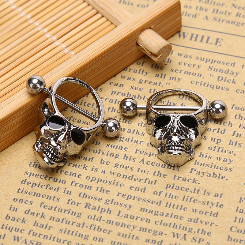Skull Bars Nipple Ring Piercing Bar Stainless Steel Barbell Body Breast