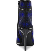 INC Womens Navy Plaid Slip Resistant Rhinestone Reisa Pointed Toe Stiletto Zip-Up Dress Booties 5.5 M