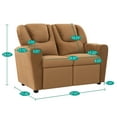 thumbnail image 3 of Suri Brown Childrens Push Back Loveseat Recliner Microfiber Double Seat&nbsp;, 3 of 11