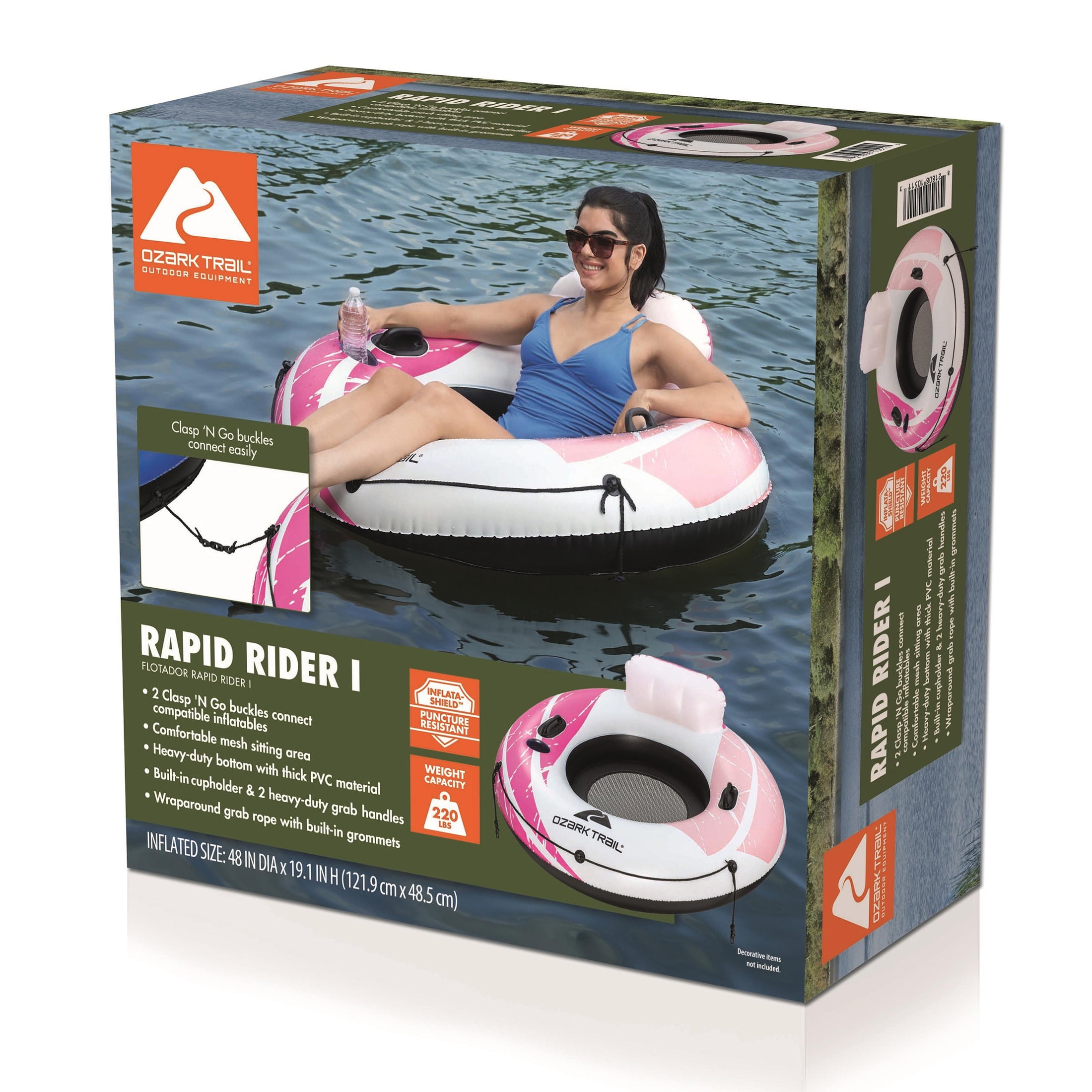 Ozark Trail Pink Rapid Rider Single River Tube 48"