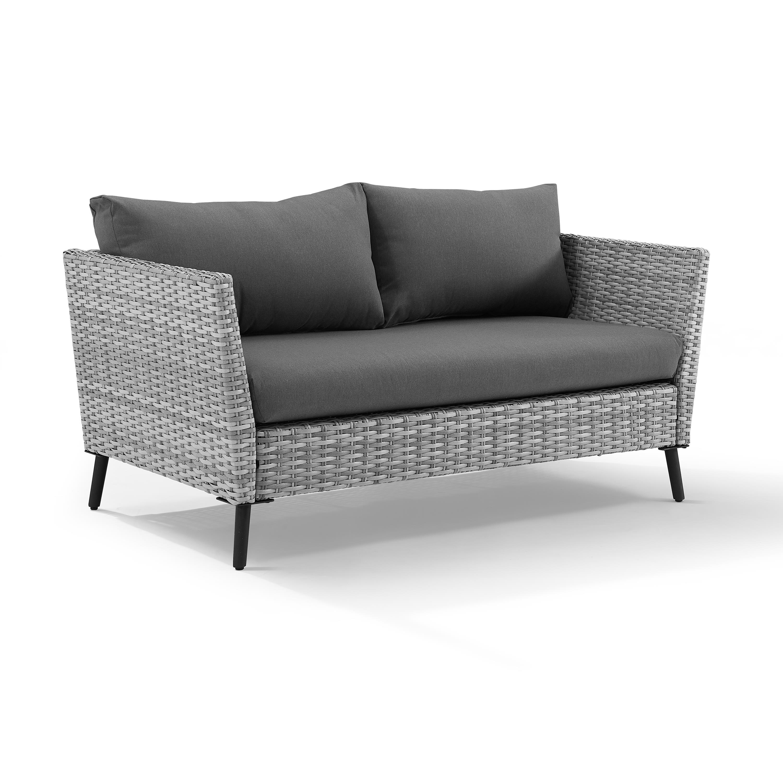Crosley Richland 2 Piece Wicker Patio Sofa Set in Gray - image 3 of 10