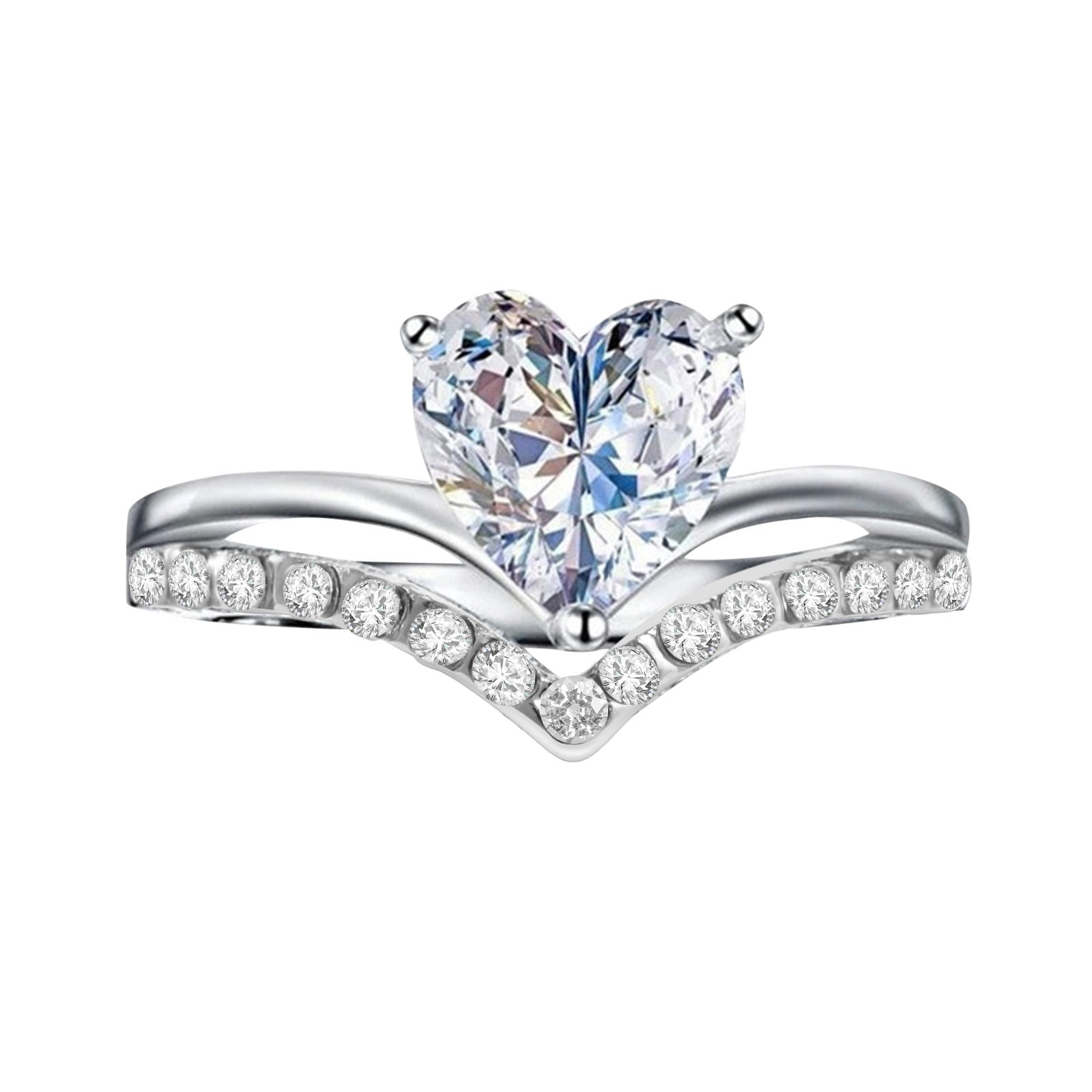 Princess Kylie 925 Sterling Silver Fashion Heart Design Ring 