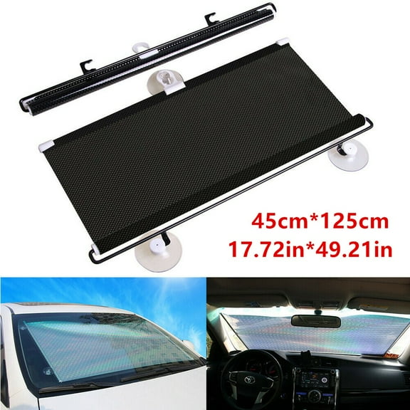 BAMILL Auto Retractable Car Windshield Sun Shade Curtain Anti-UV Block Sun Visor Black