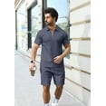 thumbnail image 5 of Conjunto de polo y pantalones cortos KUYIGO, casual de verano para hombre, azul marino, 5 of 5