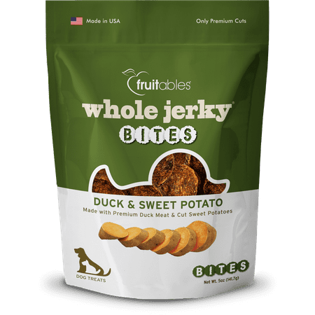 UPC: 0895352002723 | Fruitables Whole Jerky Bites – Duck and Sweet Potato – Dry Jerky Dog Treat – 5oz