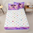thumbnail image 4 of Castle Fairy Magical Fairy Afro Princess Zipper Twin Comforter Sets with Fitted Sheet and 2 Pillowcases,Purple Star Flower Heart Zipper Bedding Set,Purple Pink,4-Piece, 4 of 6