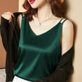 thumbnail image 3 of Blouses for Women Fashion Women's Summer Sleeveless Solid V Neck Camisoles Tank Top Comfy Plus Size Womens Tops Green L, 3 of 5