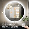 thumbnail image 4 of FTOTI 24 Inch Round LED Bathroom Mirror - 6000K Daylight Backlit, Anti-Fog & Dimmable, Frameless Waterproof Mirror with Touch Control, CRI90+, IP54 for Vanity & Makeup, 4 of 6