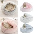 thumbnail image 1 of Jacenvly 2024 - Saco de dormir redondo para mascotas, cálido e invernal, de felpa larga y suave, para mascotas, color blanco, 1 of 4