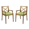 thumbnail image 4 of Tcbosik 2 Pack Outdoor Chairs, Wood Dining Chair with Cushion, Patio Armchair for Deck, Lawn, Garden, Poolside, Balcony, Green & Teak, 4 of 8