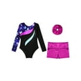 thumbnail image 5 of TiaoBug Kids Girls Gymnastic Dance Outfits Long Sleeve Leotard Workout Bodysuit with Shorts Tumbling Tracksuit Fairy 12, 5 of 7