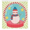thumbnail image 3 of Ambesonne Christmas Shower Curtain, Happy New Year Snowman, 69"Wx75"L, Multicolor, 3 of 3