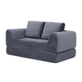 thumbnail image 5 of 2-In-1 Folding Convertible Sofa Bed, Modern Corduroy Sleeper Couch with 2*Pillows, Futon Modular Upholstered Boneless Loveseat with Pull-Out Bed, Folding Floor Modular Couch for Living Room (Gray), 5 of 11