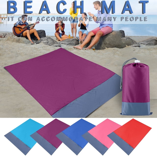 Fiudx Manta de Playa, Resistente a La Arena y Al Agua, Ligera y Plegable, Ideal para Picnics Al Aire Libre, Playa y Parques, Cómoda para 3-5 Adultos, Incluye Bolsa de Transporte y Clavos, 79 X 55 Pul