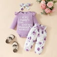 thumbnail image 2 of TOWED22 Baby Girl Clothes 3 6 9 12 Months Outfits Long Sleeve Knitted Romper & Daisy Pants Fall Winter 3Pcs Clothes Sets(Light Purple,3-6 M), 2 of 9