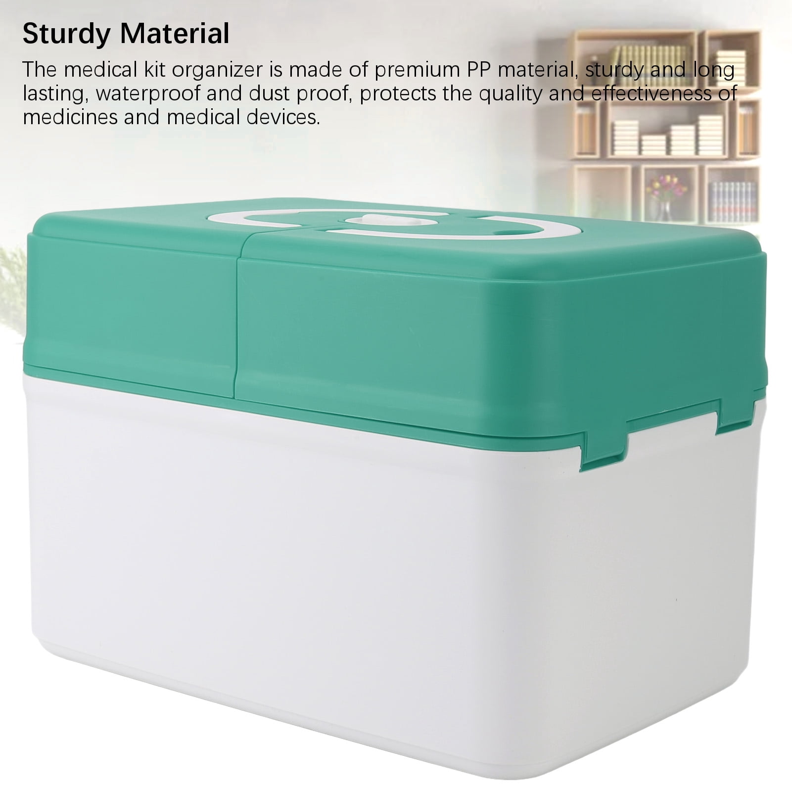 YAHHU Medicine Storage Box Emergency Supplies Organizer Medical Kit Container for Kindergarten School Home Green - Large Capacity First Aid Box (12.99 inches / 33 cm Length, 3.08 lbs / 1400 g)