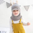 thumbnail image 2 of Gorro de invierno con orejas de gato para bebés y niños, gorro de punto con capucha y forro polar MFZFUKR CJWUS-6038, 2 of 5