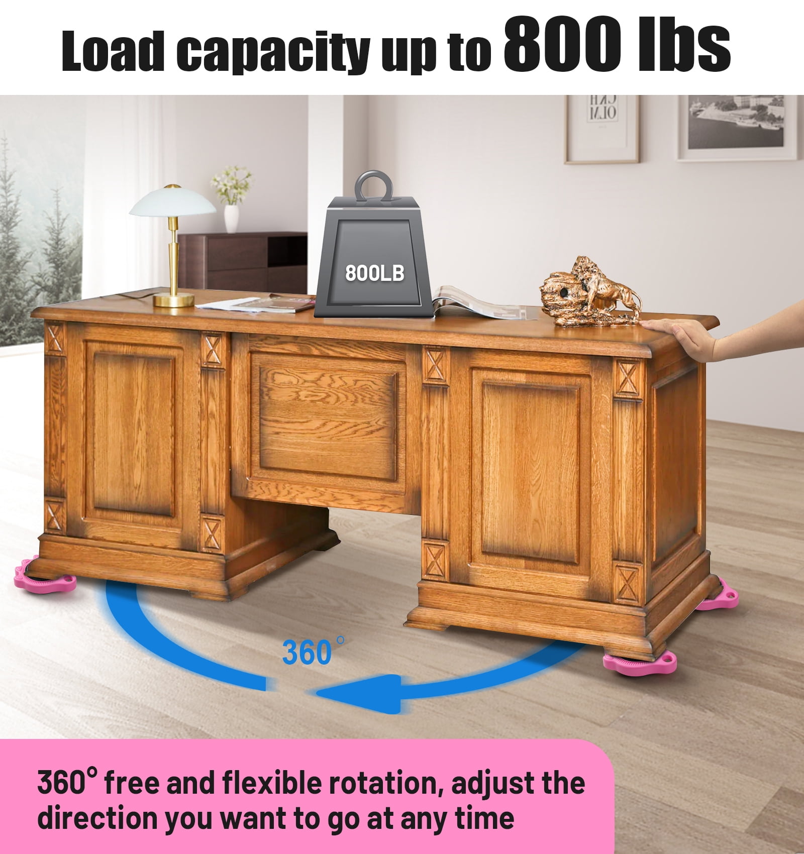 Furniture Lift Mover Tool Set - Furniture Movers Can Withstand Up to 800 Ibs, 360°Sliding Function, Furniture Lifter Have Self-Adjusting Bases， Heavy Item Furniture Moving Tool Without Falling