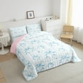 thumbnail image 3 of Manfei Kawaii Bow Bedding Comforter Set,Girls Bow Knot Twin Comforter Sets,Blue Stripes Lines Bedding Set,Breathable Bedroom Decorative Reversible,2 Pieces, 3 of 8