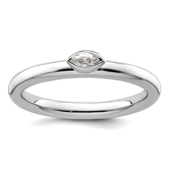 925 Sterling Silver Stackable White Topaz Ring Size 5 Stackable Ring for Women - 2.8 Grams .12 cwt