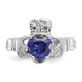 thumbnail image 5 of Finest Gold 14K White Gold September CZ Birthstone Claddagh Ring, Size 5, 5 of 5