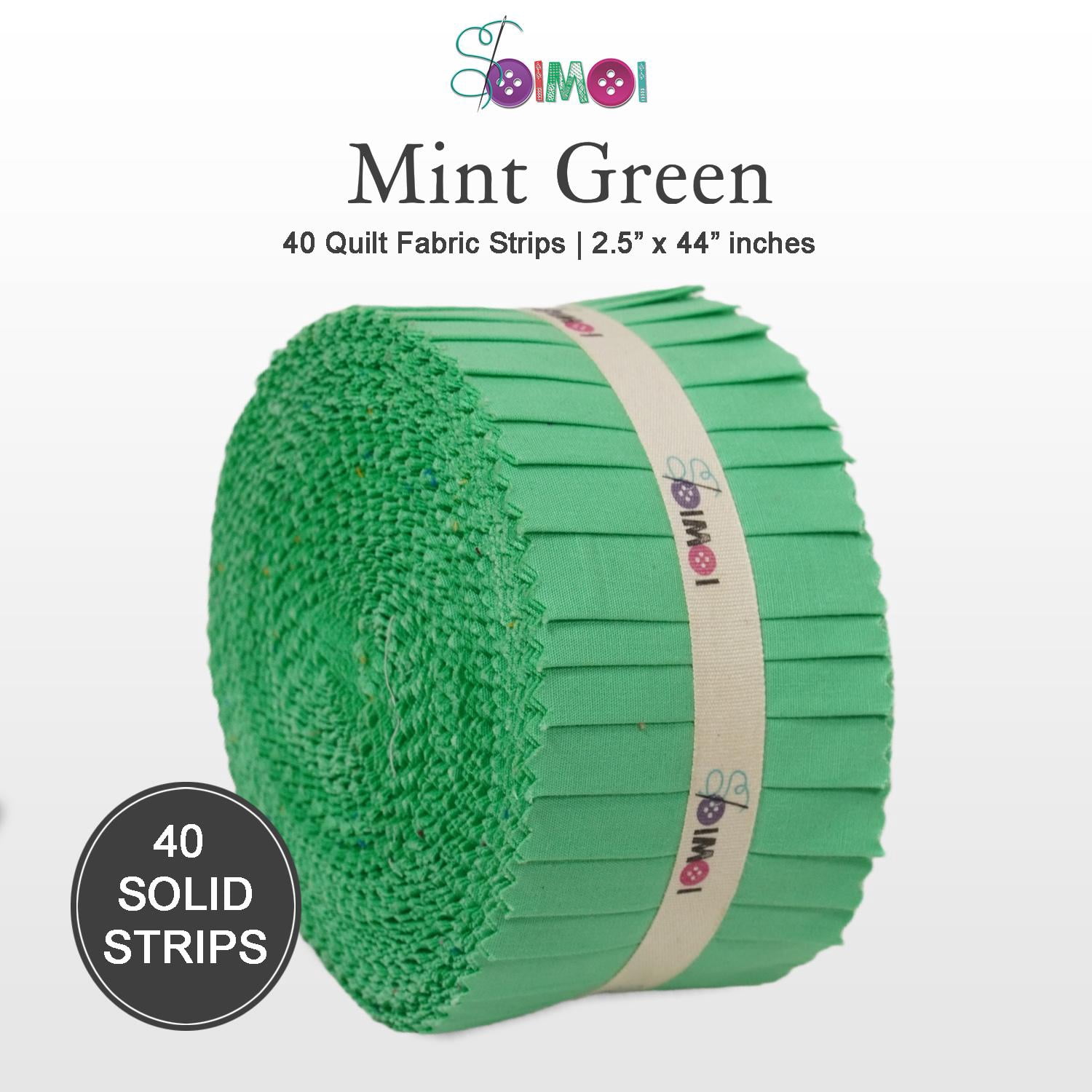 Soimoi Solid Jelly Roll Fabric Strips for Quilting, 2.5" Precut for DIY, 40 Strip Assorted Bundle, Jelly Roll For Scrapbooking, Perfect Quilting Fabric for Sewing, Craft, Home Decor- Mint Green