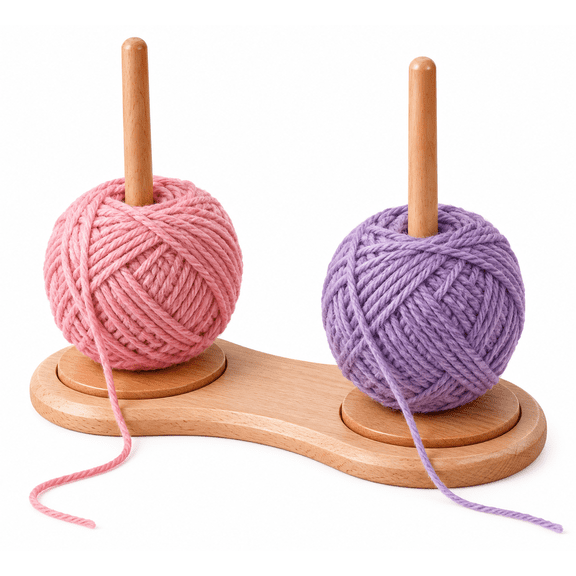 Plumilo Thread Holder Wooden Yarn Holder for Crocheting, Yarn Storage Organizer with Smooth Rotating Spindle for Knitting and Crochet, Natural Color